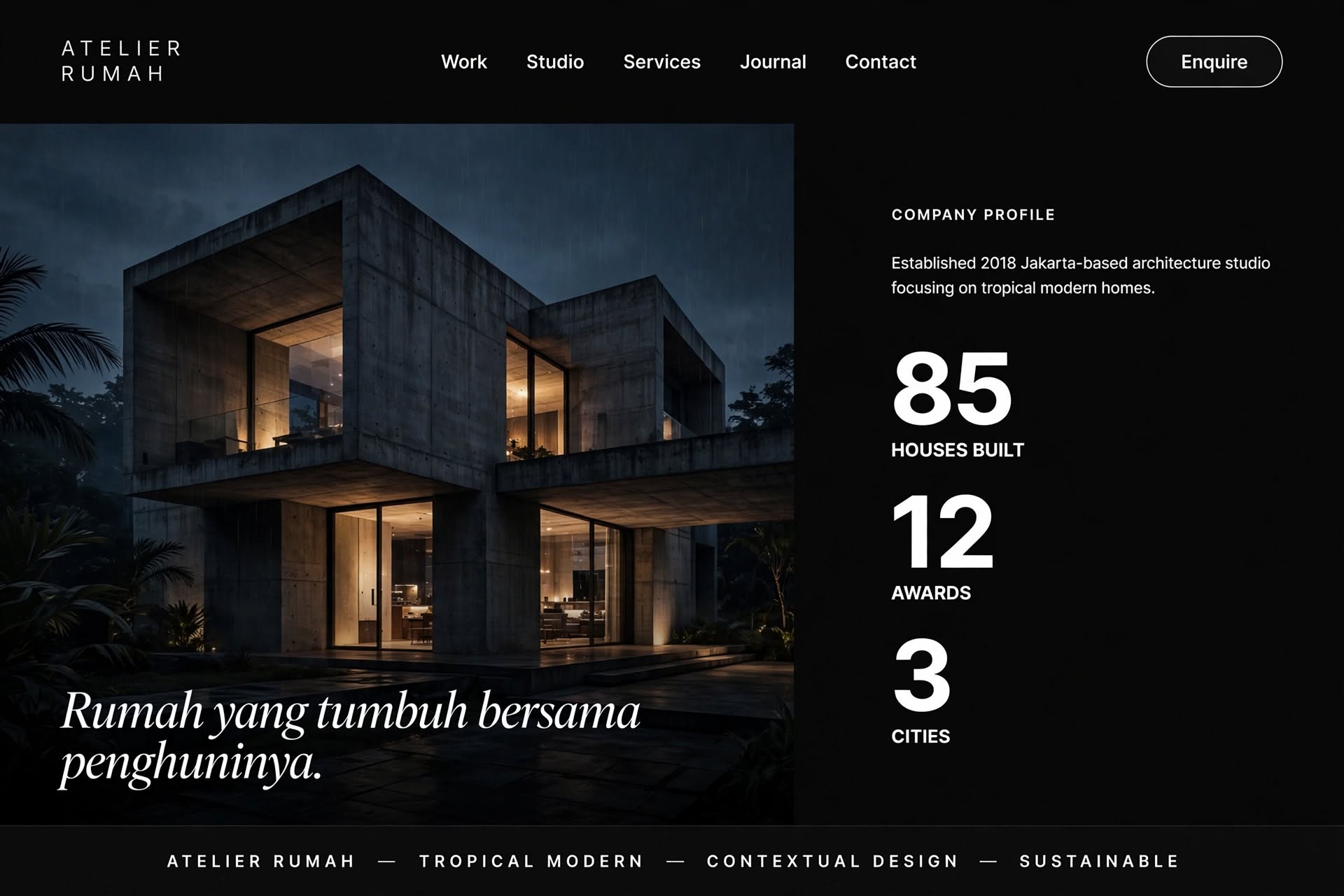 Portfolio website Atelier Rumah — Arsitektur & Interior