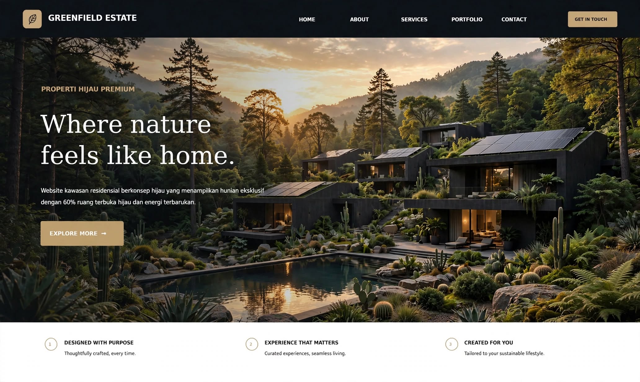 Portfolio website Greenfield Estate — Properti