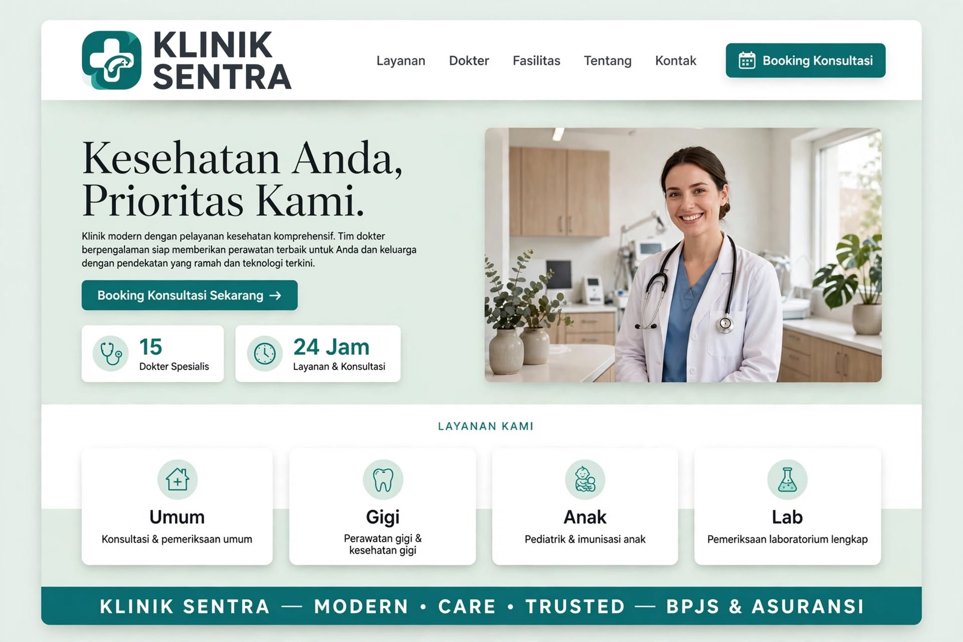 Portfolio website Klinik Sentra — Kesehatan