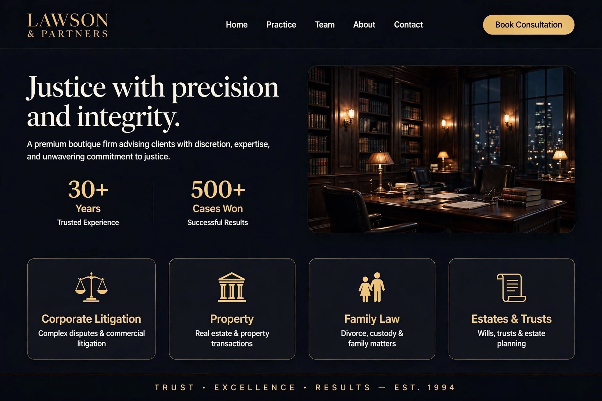 Portfolio website Lawson & Partners — Konsultan Hukum