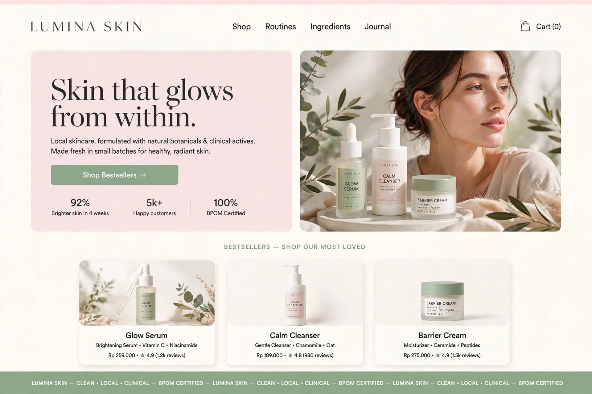Portfolio website Lumina Skin — Beauty & Wellness